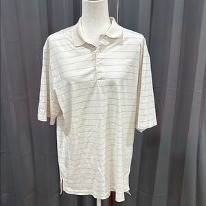 Elegant Cream Striped Polo Shirt